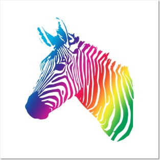 Rainbow Zebra Profile Posters and Art